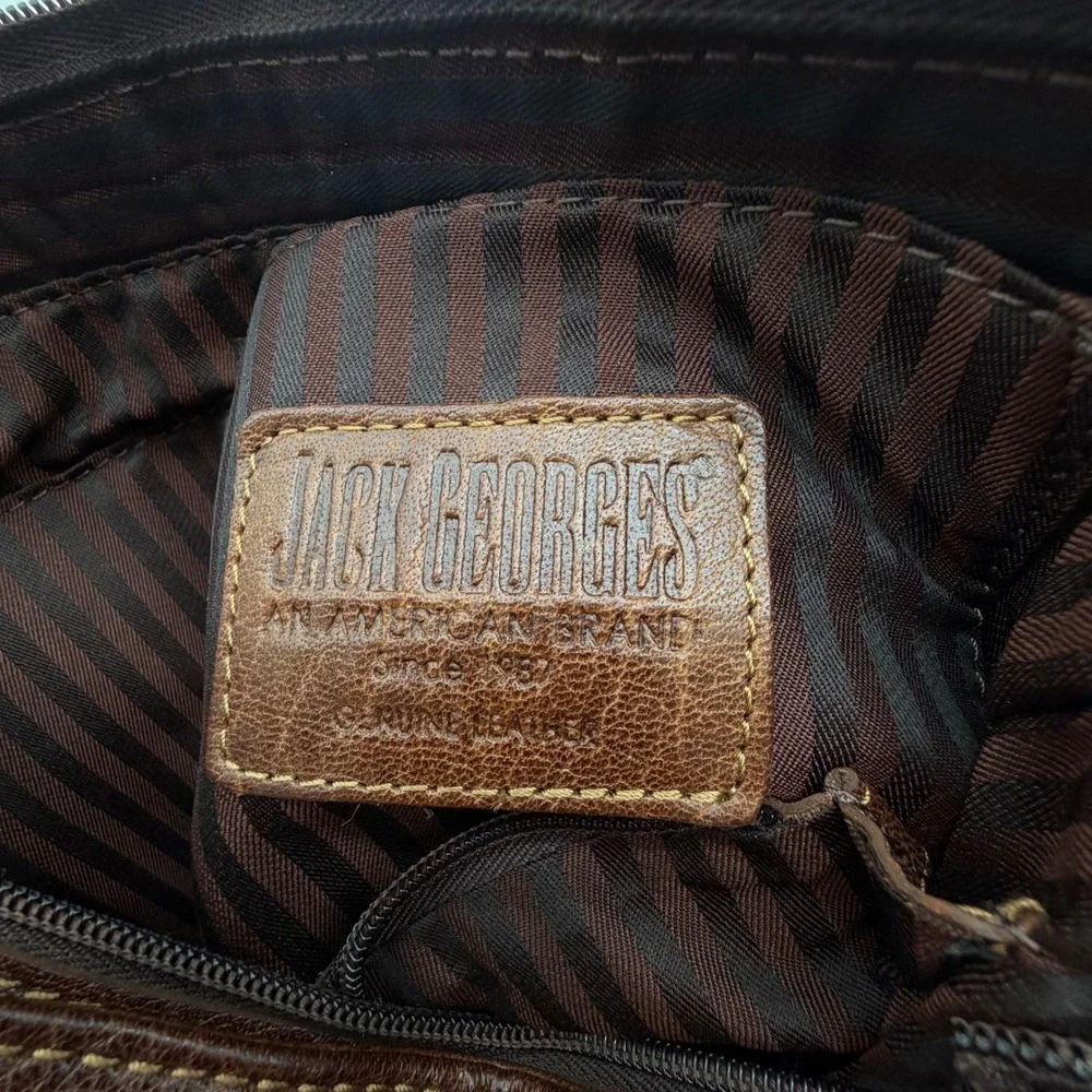 Jack Georges Brown Leather Crossbody Voyager Messenger Bag Vertical Pocket Purse